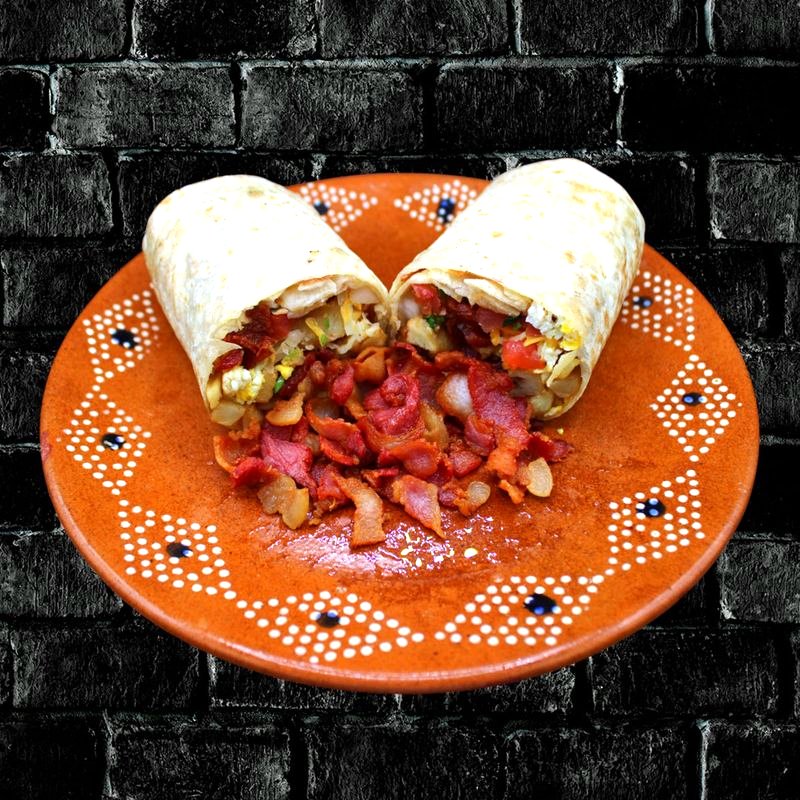 Bacon Breakfast Burrito at Rivas Mexican Grill