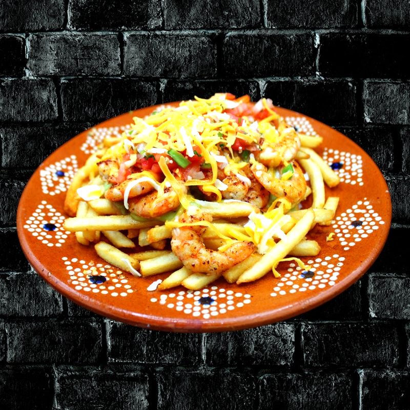 Shrimp Loaded Frie at Rivas Mexican Grill