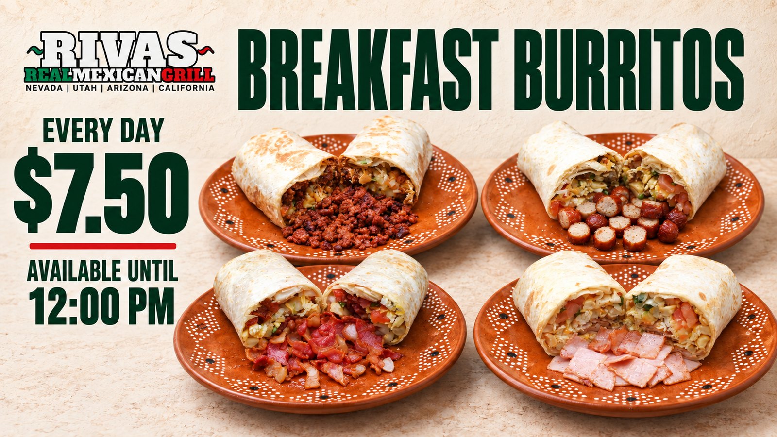 Breakfast Burritos at Rivas Mexican Grill