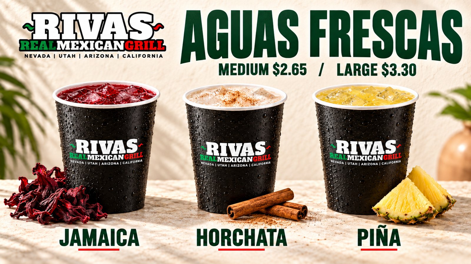 Aguas Frescas at Rivas Mexican Grill